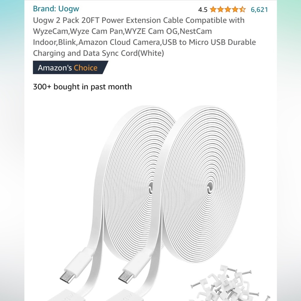 ***SOLD***  Uogw 2 Pack 20FT Power Extension Cable, NEW